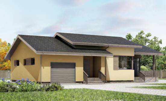 135-002-Л Проект одноэтажного дома, гараж, небольшой загородный дом из керамзитобетонных блоков Моршанск | Проекты домов от House Expert