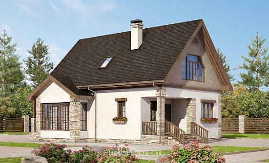 140-002-Л Проект двухэтажного дома с мансардным этажом, классический домик из пеноблока Мичуринск | Проекты домов от House Expert
