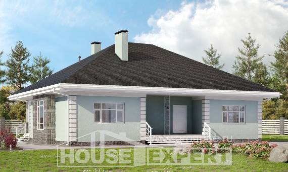 135-003-Л Проект одноэтажного дома, небольшой дом из керамзитобетонных блоков, Тамбов