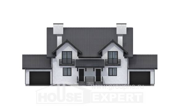 290-003-П Проект двухэтажного дома с мансардным этажом, классический загородный дом из газобетона Тамбов, House Expert