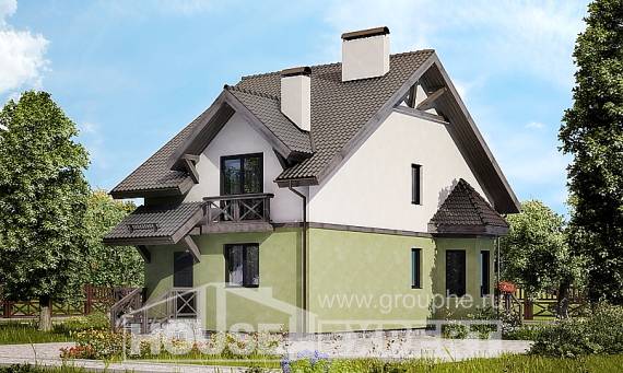 120-003-П Проект двухэтажного дома мансардный этаж, классический дом из арболита Моршанск, House Expert