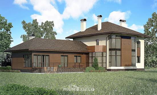 300-001-П Проект двухэтажного дома, красивый загородный дом из кирпича, Мичуринск