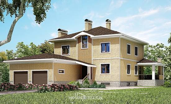350-002-Л Проект трехэтажного дома, гараж, современный домик из кирпича, Тамбов