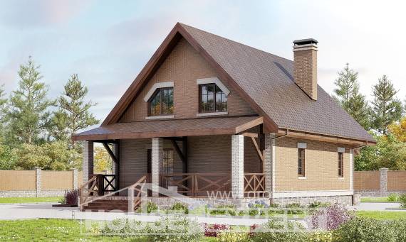 160-011-Л Проект двухэтажного дома с мансардой, скромный дом из поризованных блоков, Мичуринск