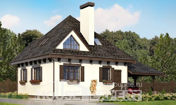 110-002-Л Проект двухэтажного дома с мансардным этажом, гараж, уютный коттедж из пеноблока Мичуринск, House Expert