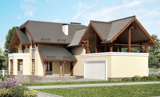 255-003-П Проект трехэтажного дома мансардой, гараж, классический домик из твинблока, Моршанск