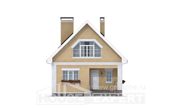 130-004-П Проект двухэтажного дома мансардный этаж, бюджетный коттедж из бризолита Тамбов, House Expert