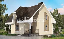 125-001-Л Проект двухэтажного дома с мансардным этажом, бюджетный коттедж из газосиликатных блоков Моршанск, House Expert