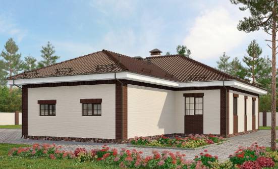 160-015-П Проект одноэтажного дома и гаражом, доступный загородный дом из теплоблока Тамбов | Проекты одноэтажных домов от House Expert