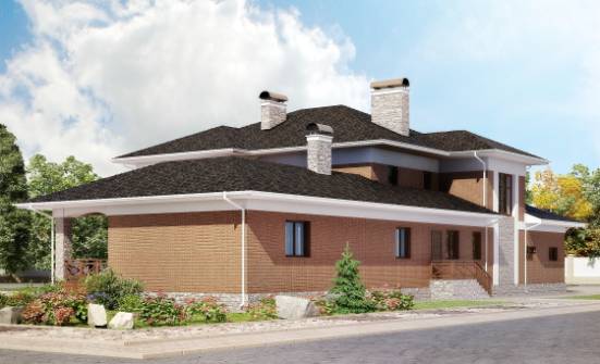 520-002-Л Проект трехэтажного дома и гаражом, уютный коттедж из пеноблока Моршанск | Проекты домов от House Expert
