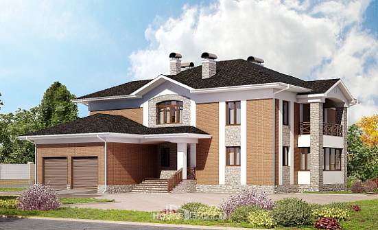 520-002-Л Проект трехэтажного дома и гаражом, уютный коттедж из пеноблока Моршанск | Проекты домов от House Expert
