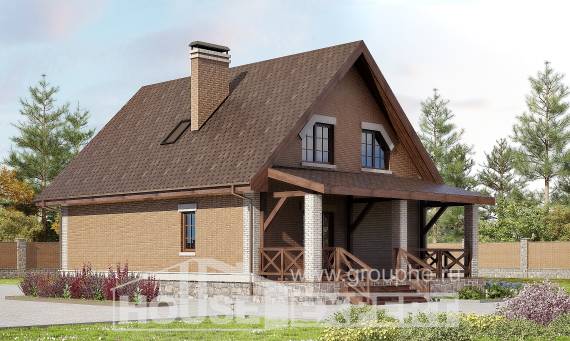 160-011-Л Проект двухэтажного дома с мансардой, скромный коттедж из пеноблока, Моршанск