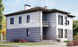 300-006-Л Проект двухэтажного дома и гаражом, просторный домик из кирпича, Мичуринск