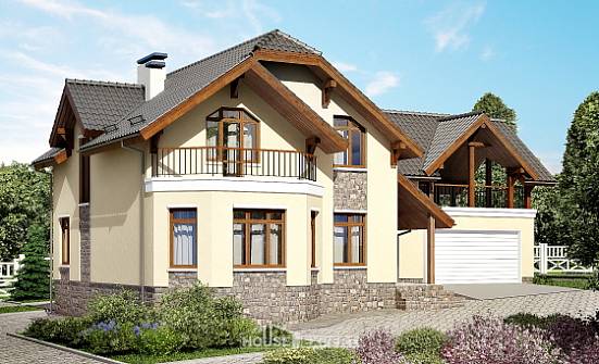 255-003-П Проект трехэтажного дома мансардой, гараж, классический домик из твинблока, Моршанск