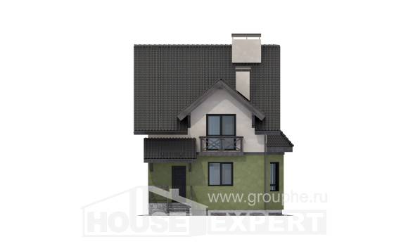 120-003-П Проект двухэтажного дома с мансардным этажом, скромный коттедж из арболита, Моршанск