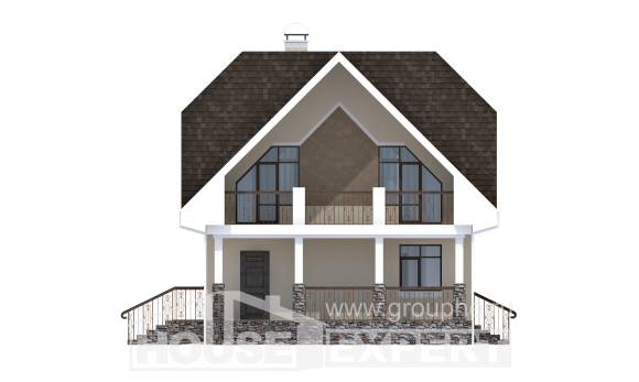 125-001-Л Проект двухэтажного дома мансардой, недорогой загородный дом из пеноблока Моршанск, House Expert