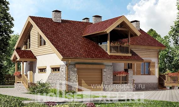 165-002-П Проект двухэтажного дома с мансардным этажом и гаражом, уютный дом из блока Моршанск, House Expert