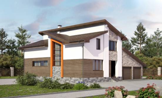 240-004-П Проект двухэтажного дома с мансардным этажом и гаражом, уютный дом из теплоблока Тамбов | Проекты домов от House Expert