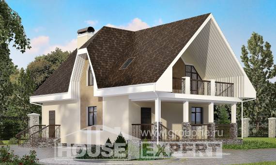 125-001-Л Проект двухэтажного дома с мансардой, доступный домик из поризованных блоков Мичуринск, House Expert