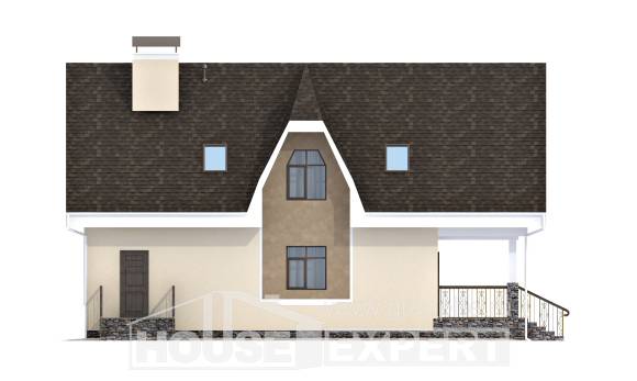 125-001-Л Проект двухэтажного дома с мансардным этажом, небольшой домик из арболита Мичуринск, House Expert