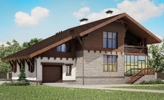 420-001-П Проект трехэтажного дома мансардой и гаражом, большой загородный дом из кирпича, Моршанск