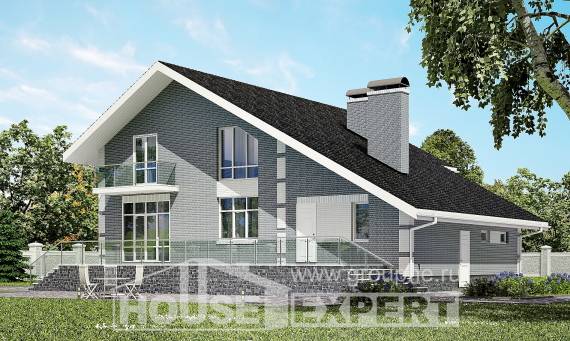 190-006-Л Проект двухэтажного дома с мансардным этажом, гараж, красивый дом из газосиликатных блоков Тамбов, House Expert