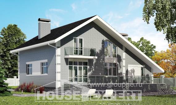 190-006-Л Проект двухэтажного дома с мансардным этажом и гаражом, красивый домик из керамзитобетонных блоков Мичуринск, House Expert