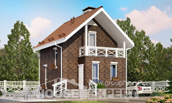 045-001-Л Проект двухэтажного дома мансардой, экономичный домик из керамзитобетонных блоков Тамбов, House Expert