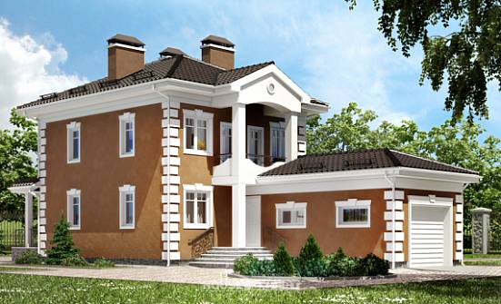 150-006-П Проект двухэтажного дома, гараж, бюджетный коттедж из теплоблока, Моршанск