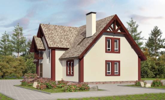 300-008-Л Проект двухэтажного дома мансардой, гараж, современный дом из газобетона Моршанск | Проекты домов от House Expert