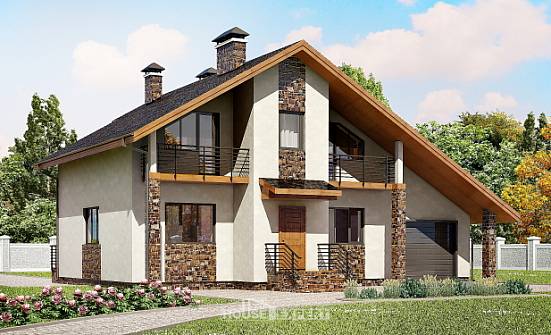 180-008-П Проект двухэтажного дома мансардой и гаражом, современный домик из блока, Моршанск