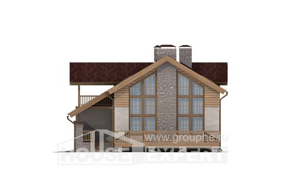 165-002-П Проект двухэтажного дома с мансардным этажом, гараж, скромный коттедж из бризолита Тамбов, House Expert