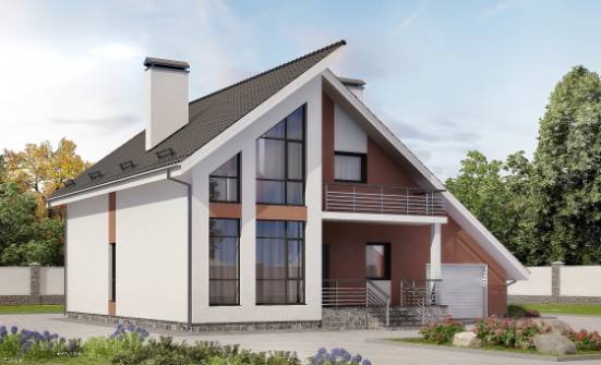 200-007-П Проект двухэтажного дома с мансардой, гараж, красивый домик из керамзитобетонных блоков, Тамбов