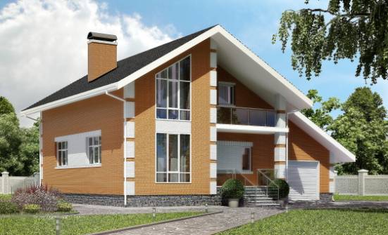 190-006-П Проект двухэтажного дома с мансардой, гараж, классический домик из керамзитобетонных блоков, Тамбов