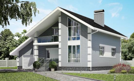 190-006-Л Проект двухэтажного дома мансардой, гараж, красивый загородный дом из теплоблока, Мичуринск