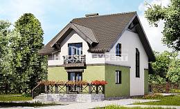 120-003-П Проект двухэтажного дома с мансардой, недорогой домик из блока Мичуринск, House Expert