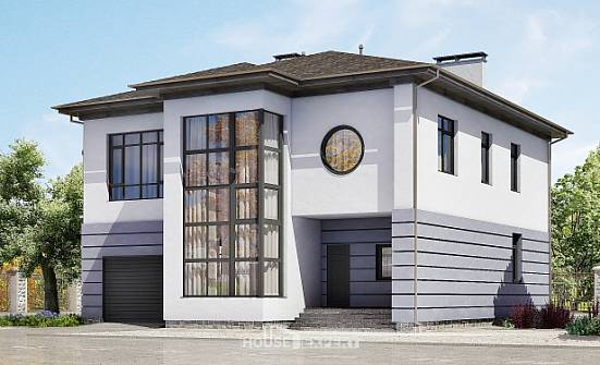 300-006-Л Проект двухэтажного дома и гаражом, классический коттедж из кирпича, Мичуринск