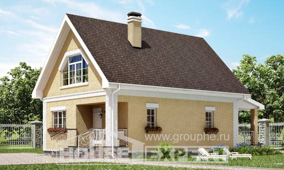 130-004-П Проект двухэтажного дома мансардный этаж, простой коттедж из теплоблока Моршанск, House Expert