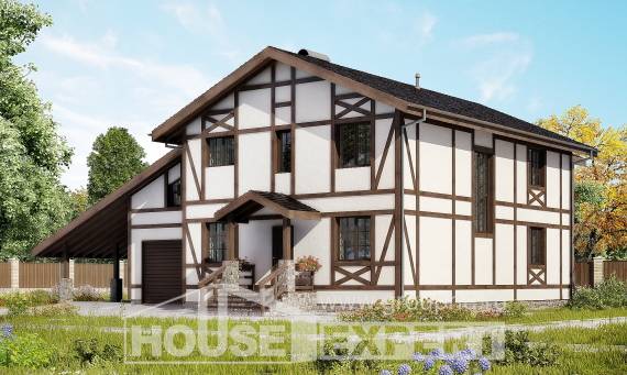 250-002-Л Проект двухэтажного дома с мансардой, гараж, классический загородный дом из кирпича Тамбов, House Expert