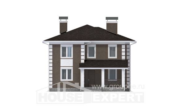 185-002-П Проект двухэтажного дома, недорогой дом из газобетона Тамбов, House Expert
