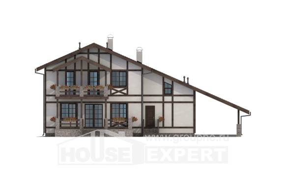 250-002-Л Проект двухэтажного дома с мансардой и гаражом, современный загородный дом из кирпича Мичуринск, House Expert