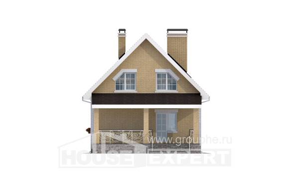 130-004-П Проект двухэтажного дома мансардный этаж, скромный загородный дом из теплоблока Моршанск, House Expert