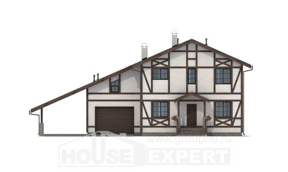 250-002-Л Проект двухэтажного дома мансардой и гаражом, простой загородный дом из кирпича Тамбов, House Expert
