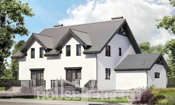 290-003-П Проект двухэтажного дома мансардой, красивый домик из пеноблока Тамбов, House Expert