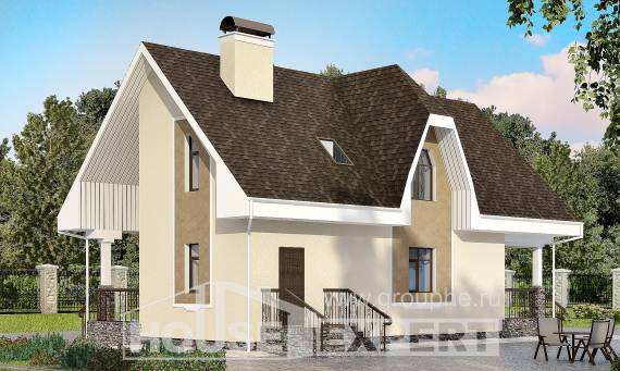 125-001-Л Проект двухэтажного дома с мансардным этажом, уютный коттедж из газосиликатных блоков Мичуринск, House Expert