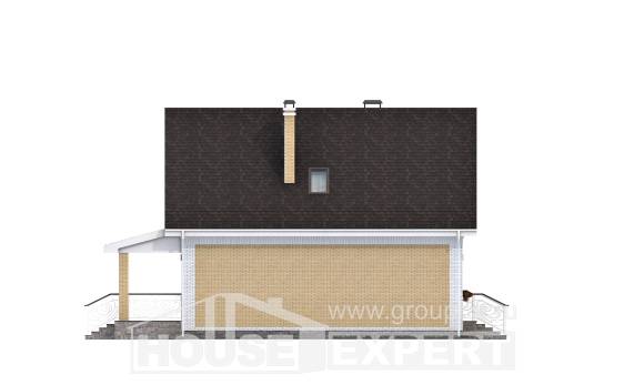 130-004-П Проект двухэтажного дома мансардой, скромный дом из теплоблока Моршанск, House Expert
